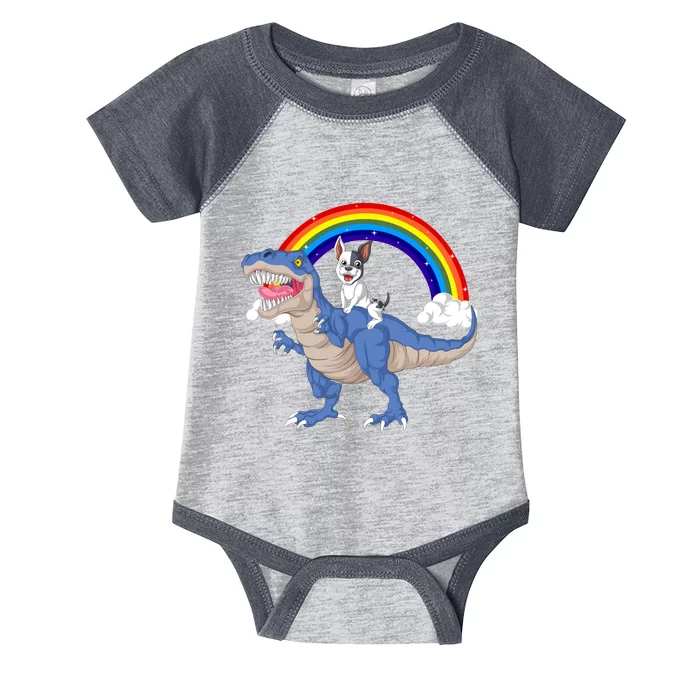 French Bulldog Riding Dinosaur Infant Baby Jersey Bodysuit