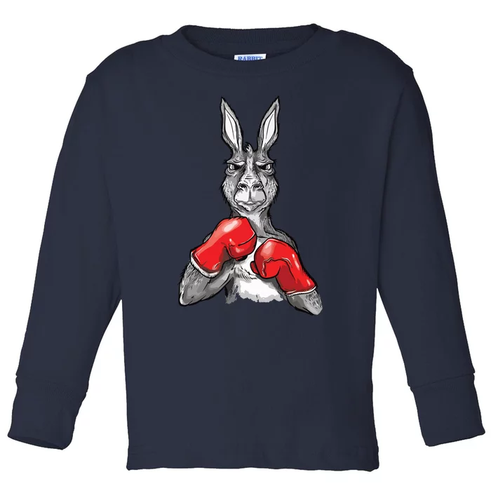 Funny Boxing Roger Humor Sport Kangaroo Toddler Long Sleeve Shirt