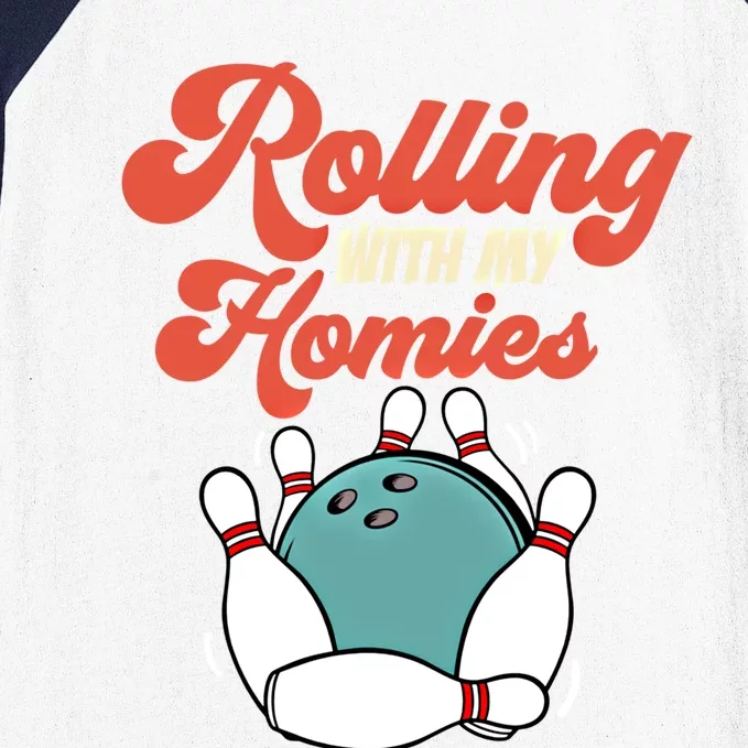 Funny Bowling Rolling With My Homies Gift Baseball Sleeve Shirt