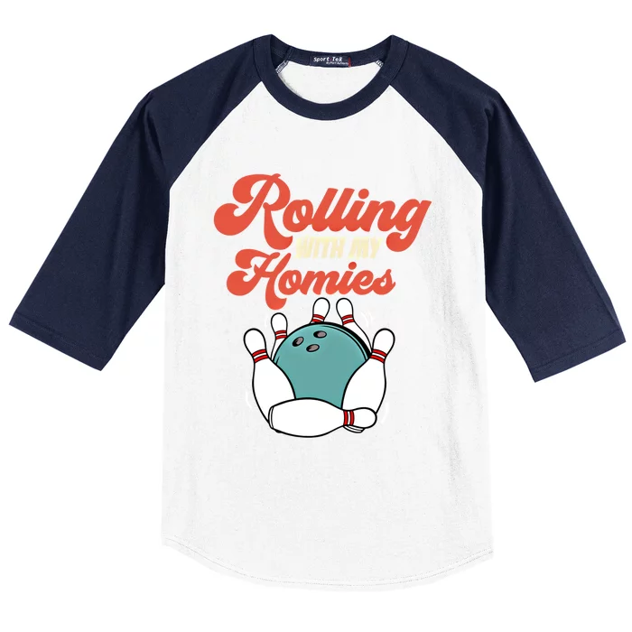 Funny Bowling Rolling With My Homies Gift Baseball Sleeve Shirt