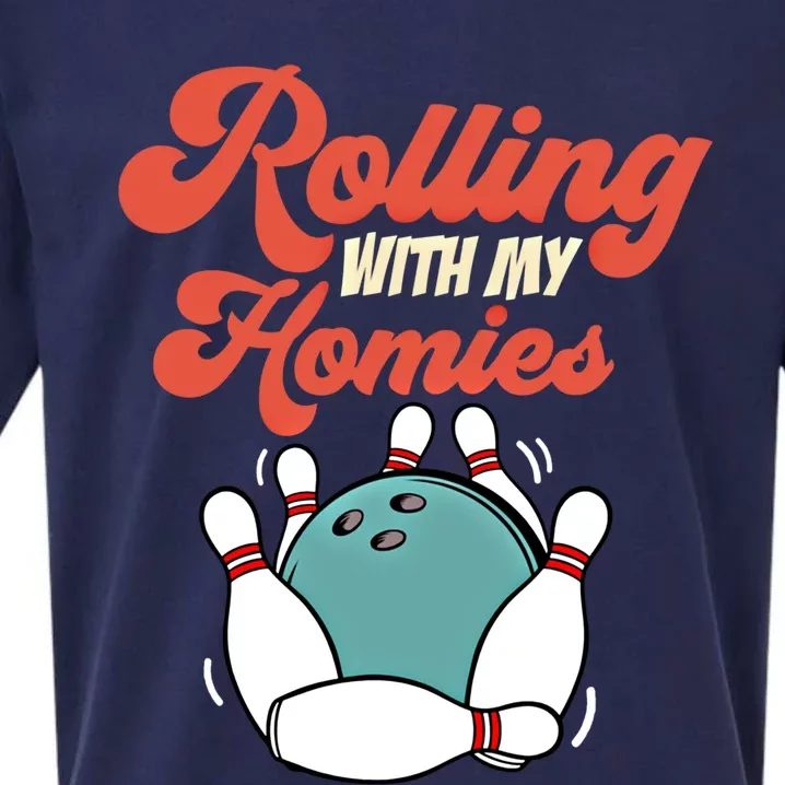 Funny Bowling Rolling With My Homies Gift Sueded Cloud Jersey T-Shirt