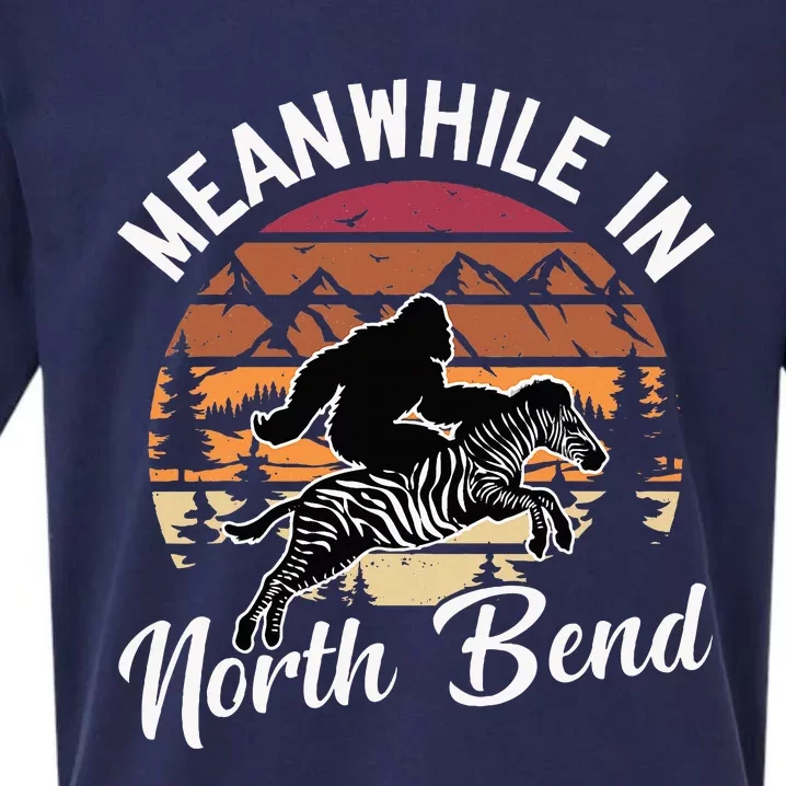 Funny Bigfoot Riding A Zebra Meanwhile In North Bend Retro Sueded Cloud Jersey T-Shirt