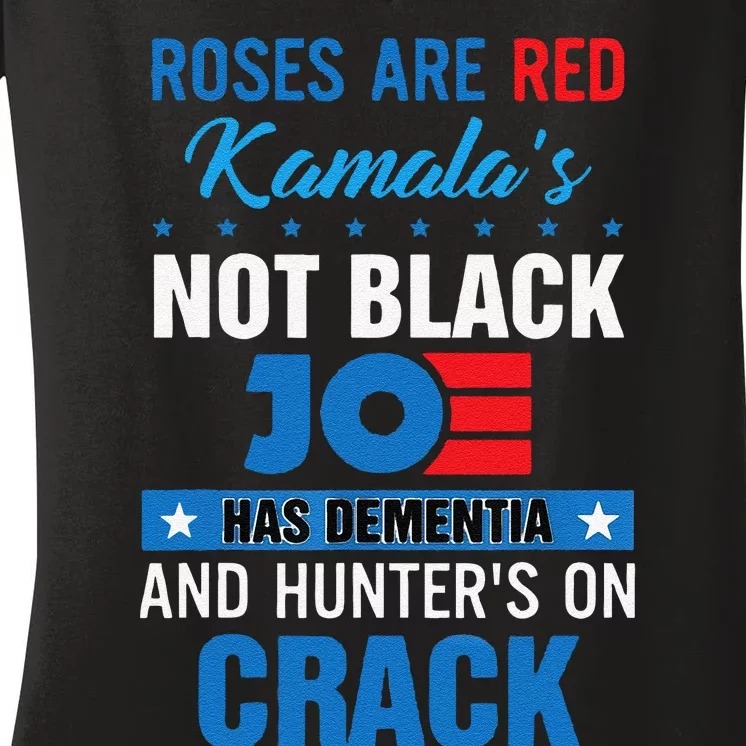 Funny Biden Roses Are Red Kamala Not Black Joe Women's V-Neck T-Shirt