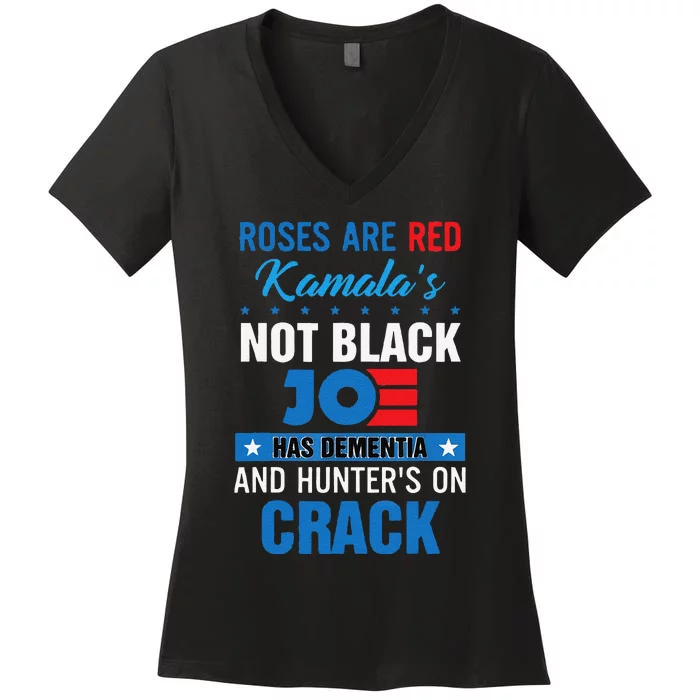 Funny Biden Roses Are Red Kamala Not Black Joe Women's V-Neck T-Shirt