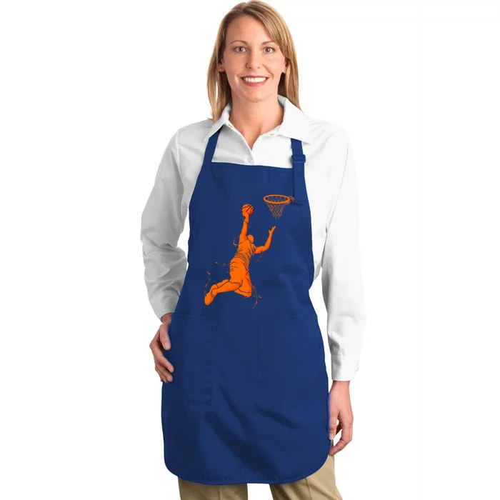 Funny Basketball Retro Fathers Day Dad Papa Uncle Great Gift Full-Length Apron With Pocket