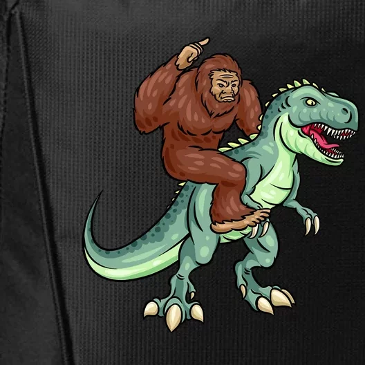 Funny Bigfoot Riding T Rex Funny Bigfoot Dinosaur City Backpack