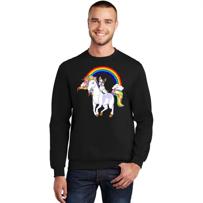 French Bulldog Riding Unicorn Tall Sweatshirt