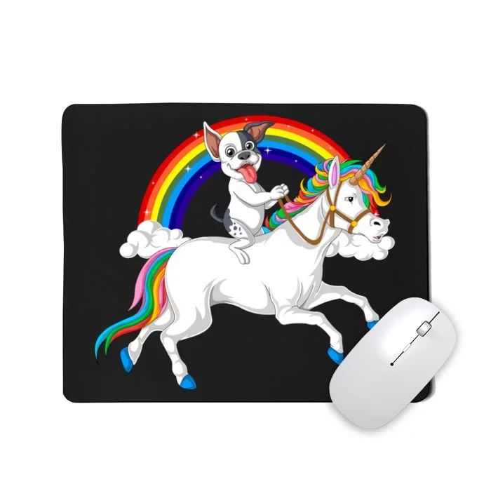 French Bulldog Riding Unicorn Mousepad