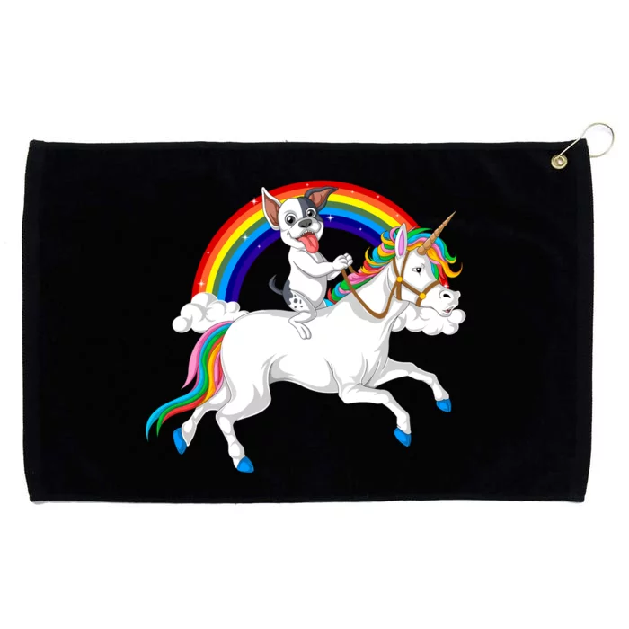 French Bulldog Riding Unicorn Grommeted Golf Towel