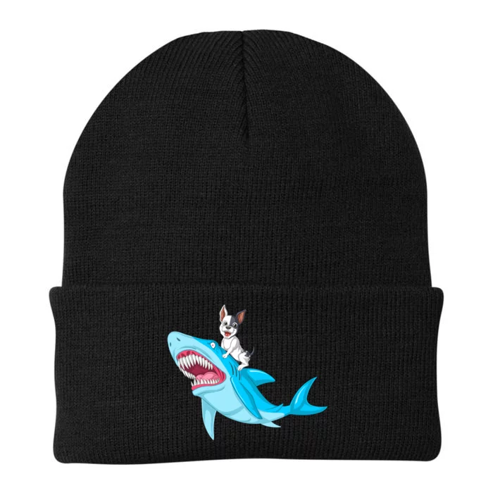 French Bulldog Riding Shark Knit Cap Winter Beanie