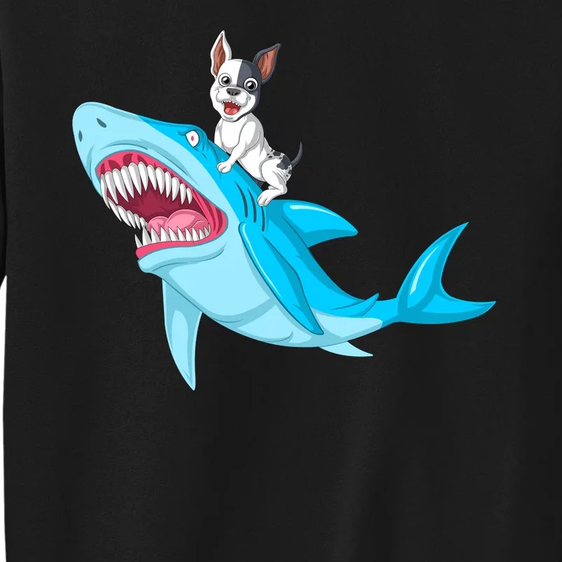 French Bulldog Riding Shark Tall Sweatshirt