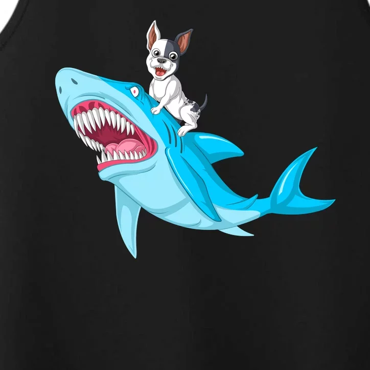 French Bulldog Riding Shark Performance Tank