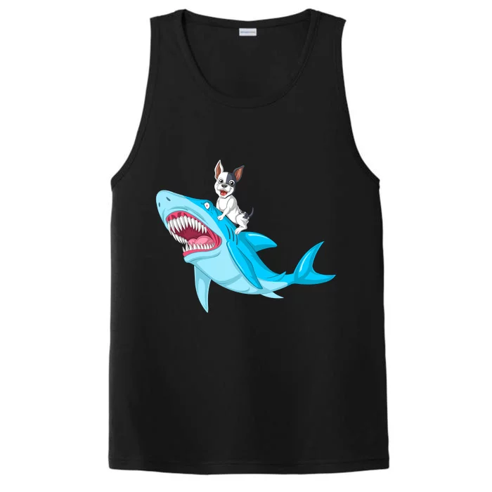 French Bulldog Riding Shark Performance Tank