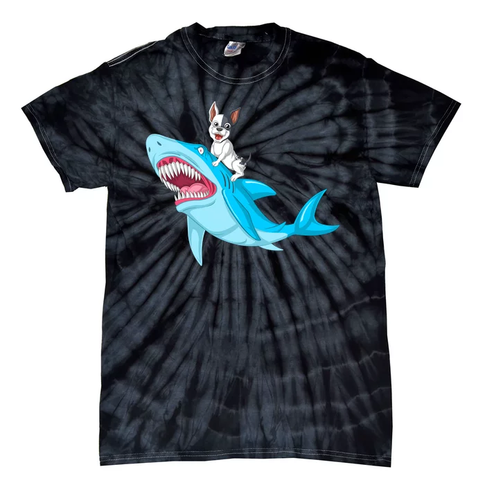 French Bulldog Riding Shark Tie-Dye T-Shirt