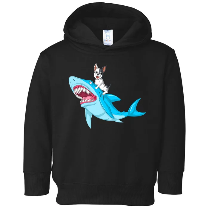 French Bulldog Riding Shark Toddler Hoodie