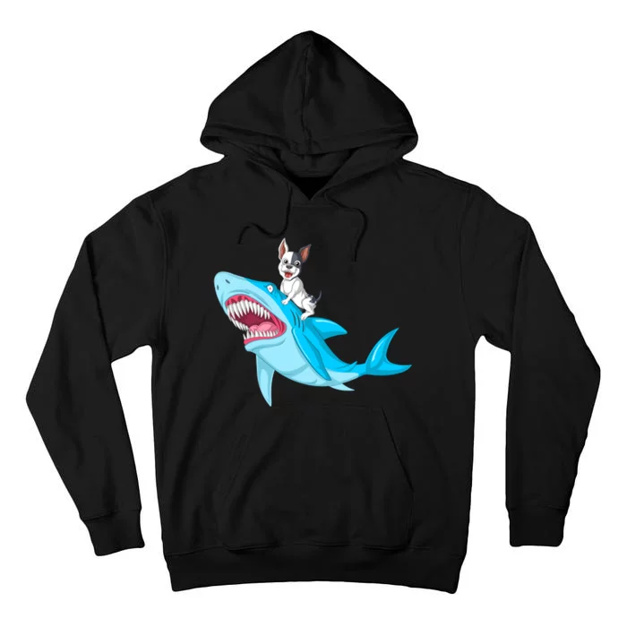 French Bulldog Riding Shark Tall Hoodie