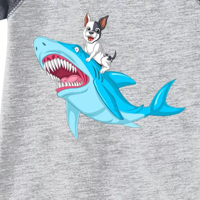 French Bulldog Riding Shark Infant Baby Jersey Bodysuit