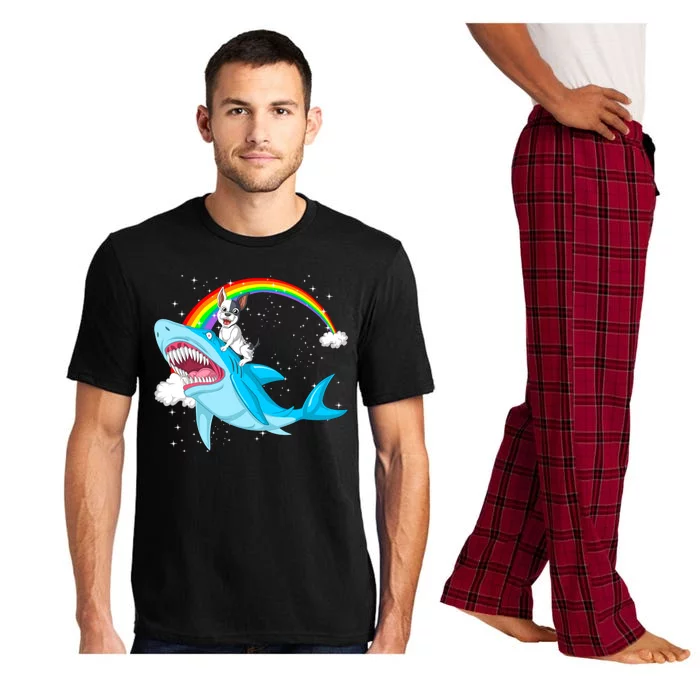 French Bulldog Riding Shark Pajama Set