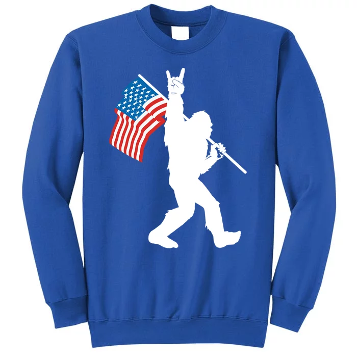 Funny Bigfoot Rock And Roll Usa Flag For Sasquatch Believers Gift Sweatshirt