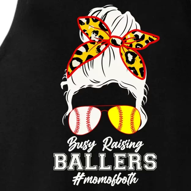 Funny Busy Raising Ballers #Mom Of Both Ladies Tri-Blend Wicking Tank