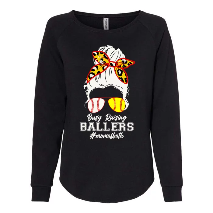 Funny Busy Raising Ballers #Mom Of Both Womens California Wash Sweatshirt