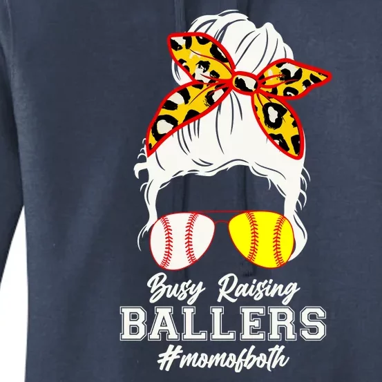 Funny Busy Raising Ballers #Mom Of Both Women's Pullover Hoodie