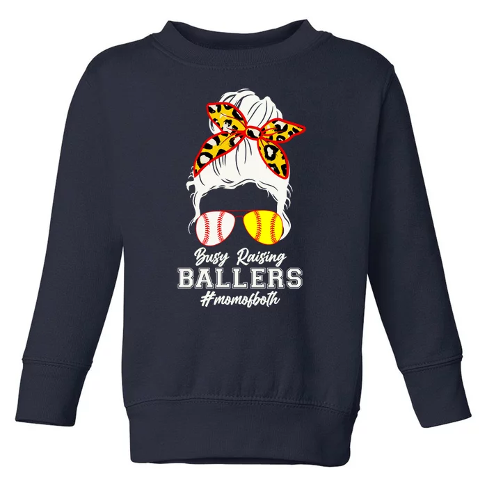 Funny Busy Raising Ballers #Mom Of Both Toddler Sweatshirt