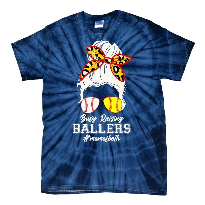 Funny Busy Raising Ballers #Mom Of Both Tie-Dye T-Shirt