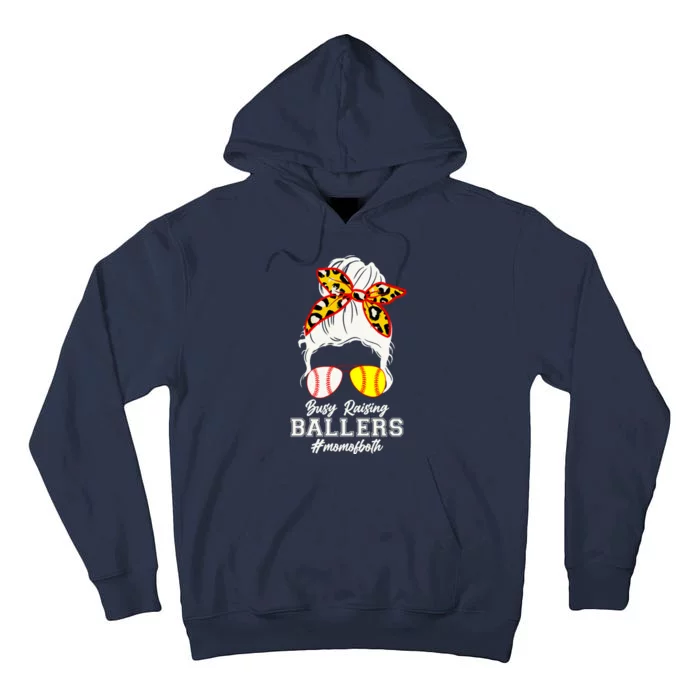 Funny Busy Raising Ballers #Mom Of Both Tall Hoodie