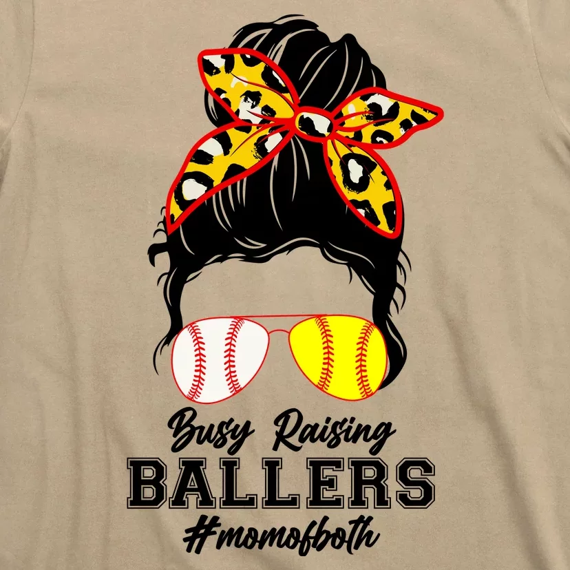 Funny Busy Raising Ballers #Mom Of Both T-Shirt