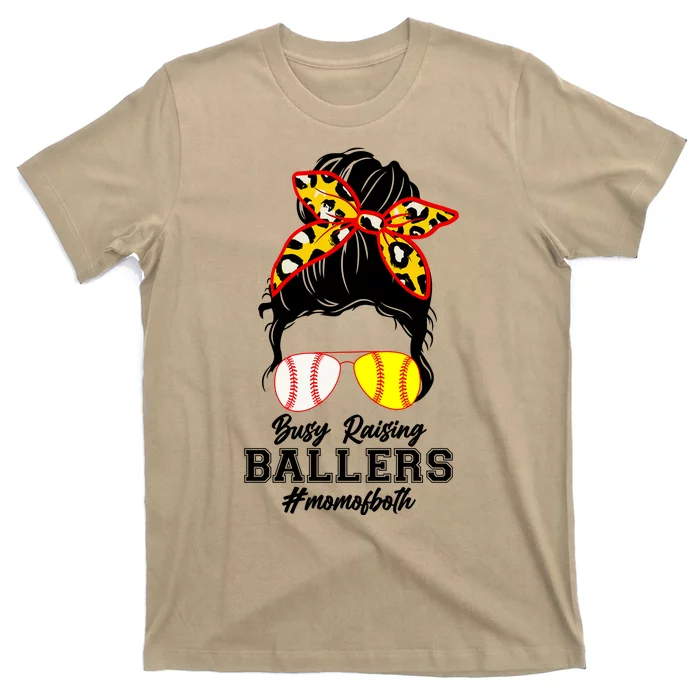 Funny Busy Raising Ballers #Mom Of Both T-Shirt