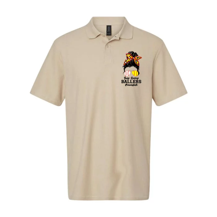 Funny Busy Raising Ballers #Mom Of Both Softstyle Adult Sport Polo