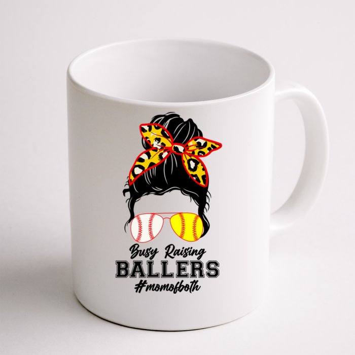 Funny Busy Raising Ballers #Mom Of Both Front & Back Coffee Mug