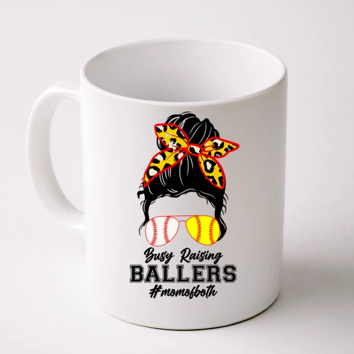 Funny Busy Raising Ballers #Mom Of Both Front & Back Coffee Mug