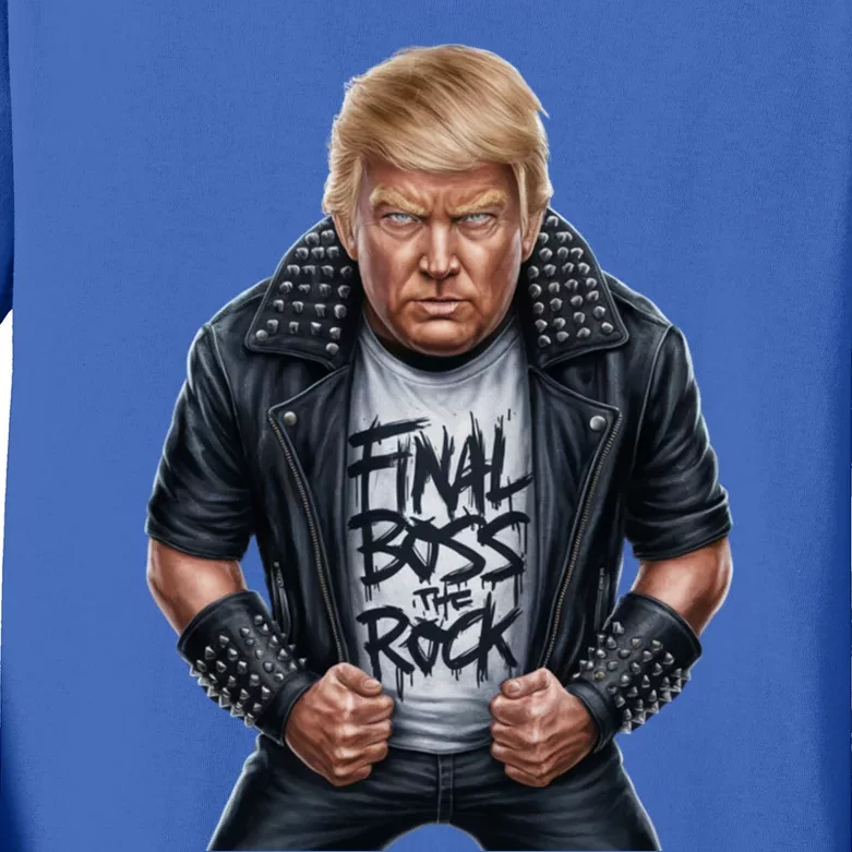 Final Boss Rock Music Wanted Donald Trump 2024 45 47 Electio Meaningful Gift Kids Long Sleeve Shirt