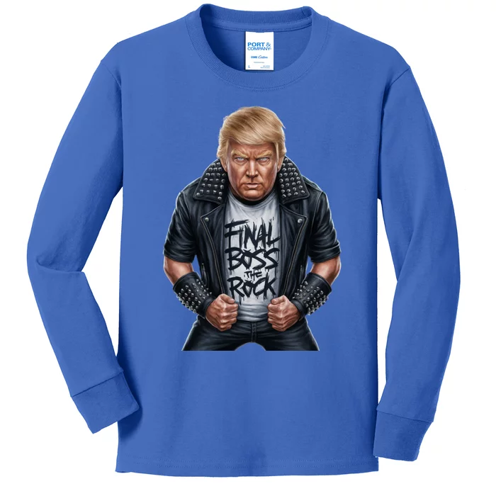 Final Boss Rock Music Wanted Donald Trump 2024 45 47 Electio Meaningful Gift Kids Long Sleeve Shirt