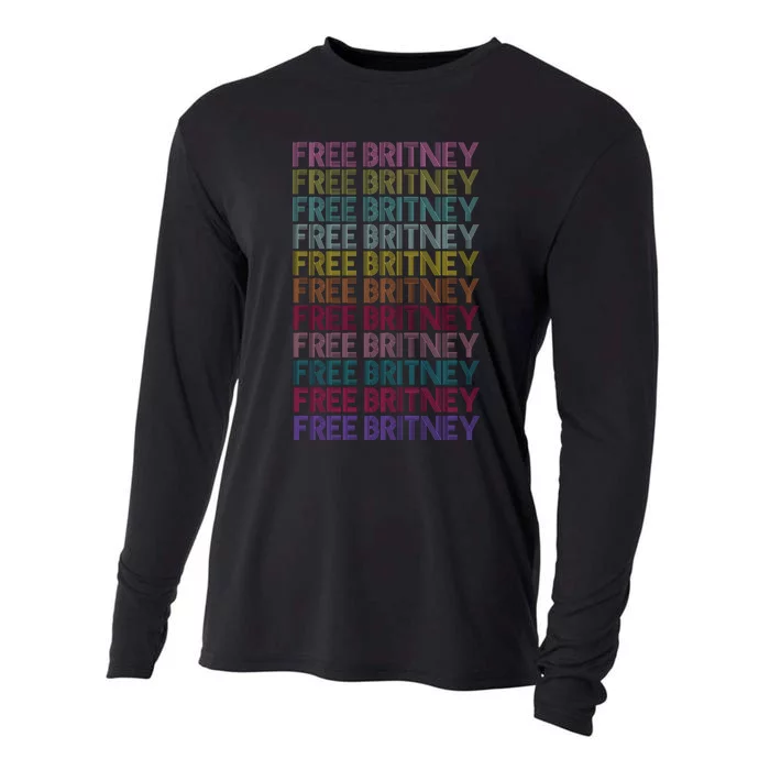 Free Britney Retro Rainbow Vintage Distressed Cooling Performance Long Sleeve Crew