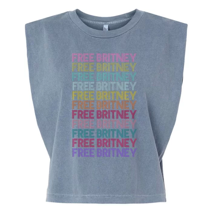 Free Britney Retro Rainbow Vintage Distressed Garment-Dyed Women's Muscle Tee