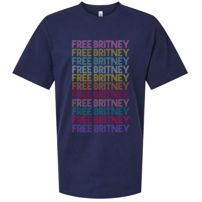 Free Britney Retro Rainbow Vintage Distressed Sueded Cloud Jersey T-Shirt