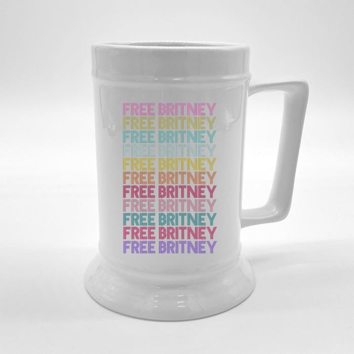 Free Britney Retro Rainbow Vintage Distressed Front & Back Beer Stein