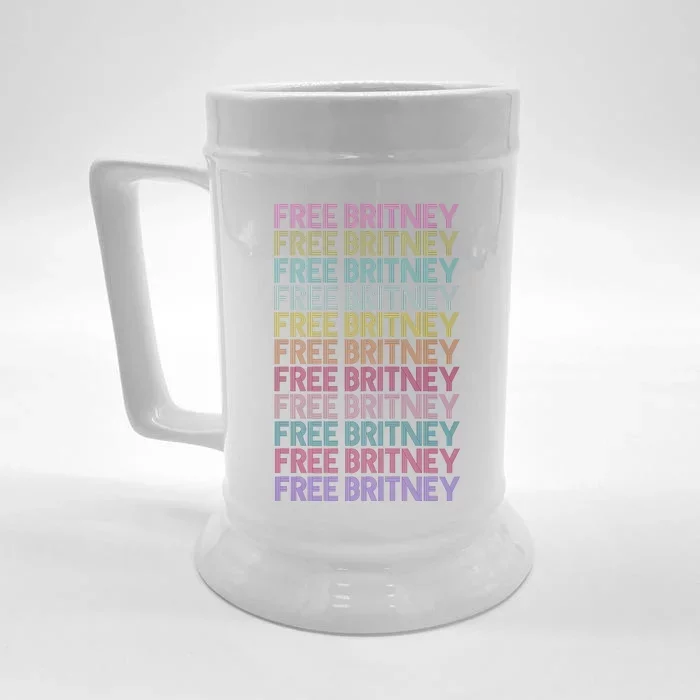 Free Britney Retro Rainbow Vintage Distressed Front & Back Beer Stein