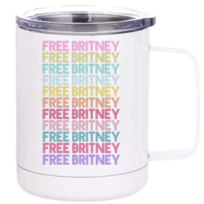 Free Britney Retro Rainbow Vintage Distressed Front & Back 12oz Stainless Steel Tumbler Cup