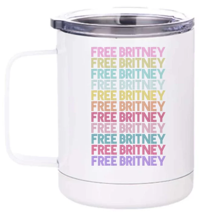 Free Britney Retro Rainbow Vintage Distressed Front & Back 12oz Stainless Steel Tumbler Cup