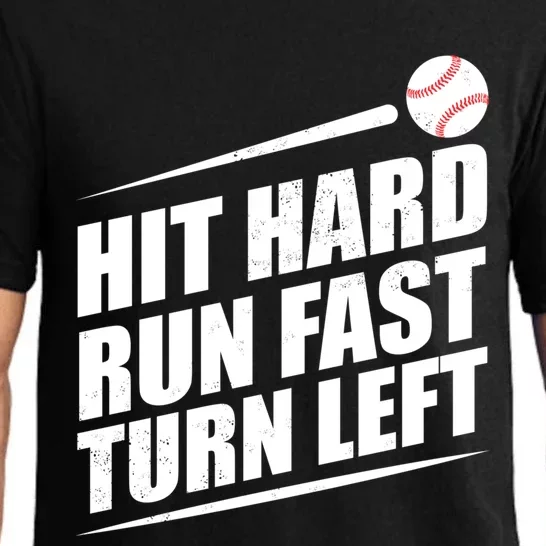 Funny Baseball Run Hit Fast Left Hard Turn Gift Pajama Set