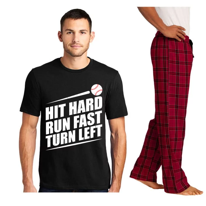 Funny Baseball Run Hit Fast Left Hard Turn Gift Pajama Set