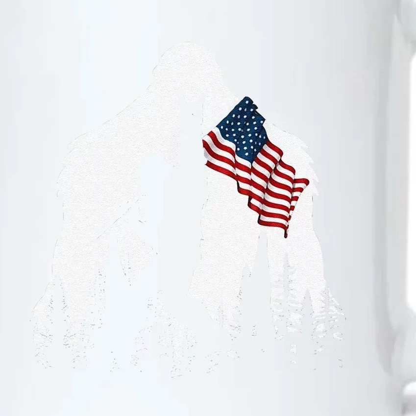 Funny Bigfoot Rock On Hold American Flag Sasquatch Believers Black Color Changing Mug