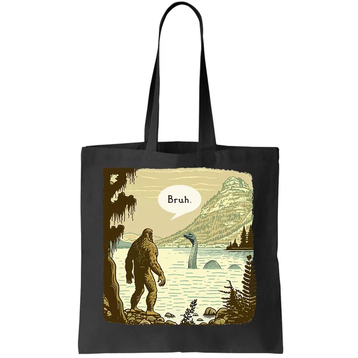 Funny Bigfoot Sasquatch Loch Ness Monster Introvert Bruh Tote Bag