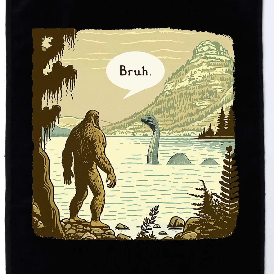 Funny Bigfoot Sasquatch Loch Ness Monster Introvert Bruh Platinum Collection Golf Towel