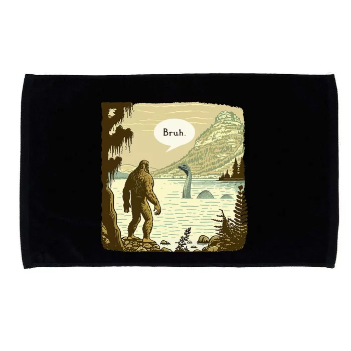 Funny Bigfoot Sasquatch Loch Ness Monster Introvert Bruh Microfiber Hand Towel