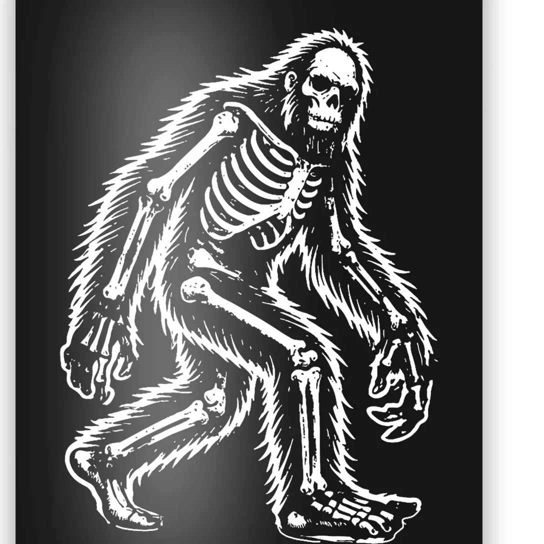 Funny Bigfoot Sasquatch Halloween Skeleton Poster